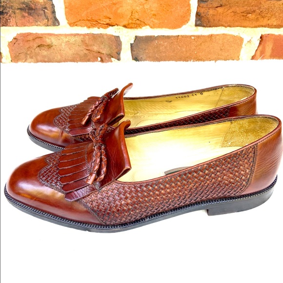 Cole Haan Other - COLE HAAN Walnut Leather Woven Tasseled Loafer